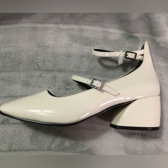 Lisa Vicky Patent Winter White Savvy V Block Heels Size 9M - Picture 8 of 11